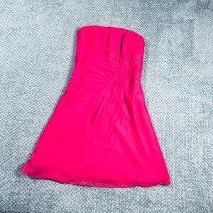 Vintage strapless hot pink mini cocktail dress 90s/y2k JORDAN Barbie Hoco 6